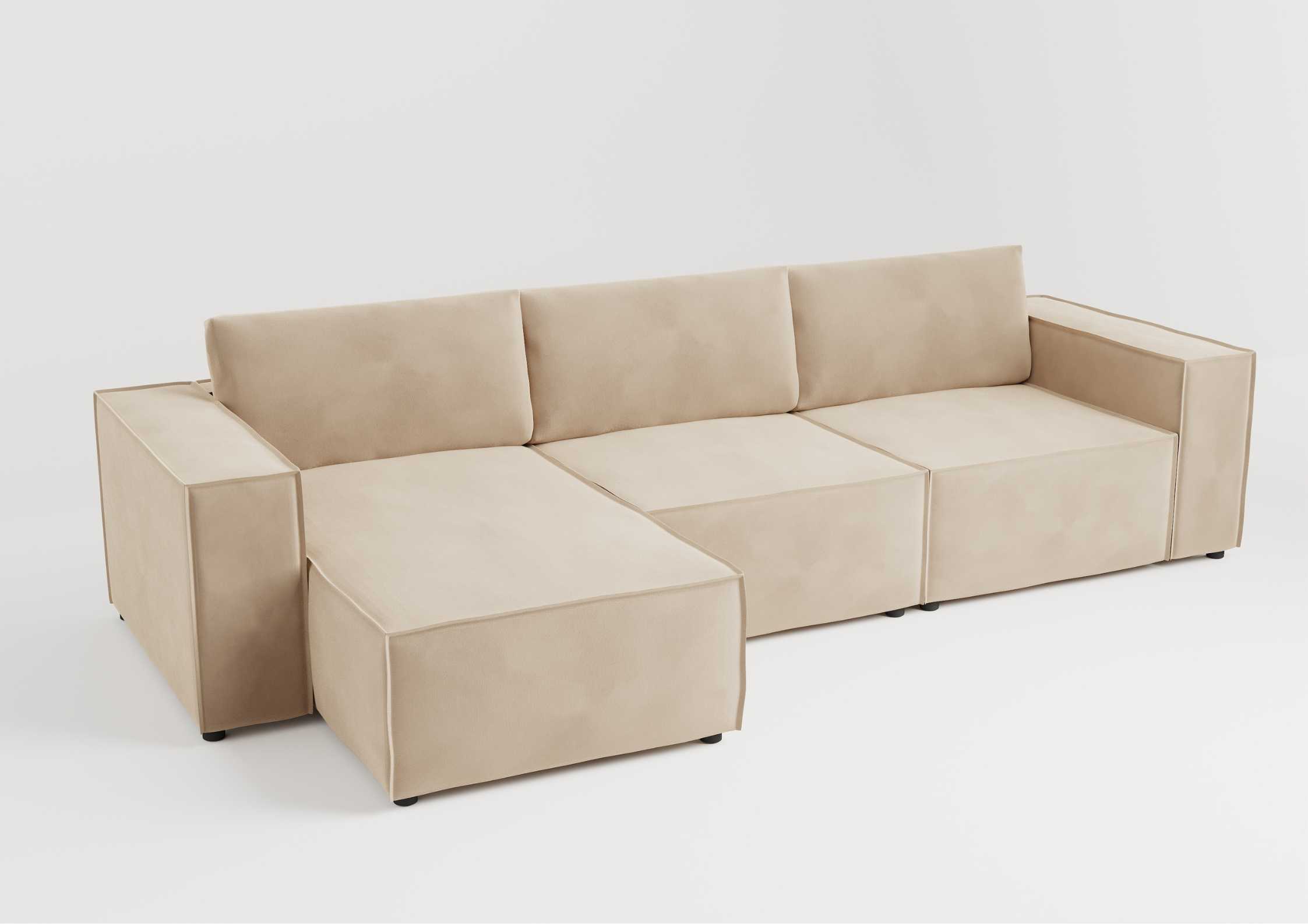 Modułowy narożnik z przeszyciami w kolorze beżowym